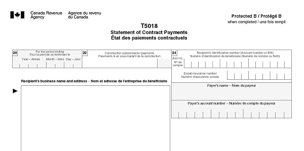 Tax form T5018b