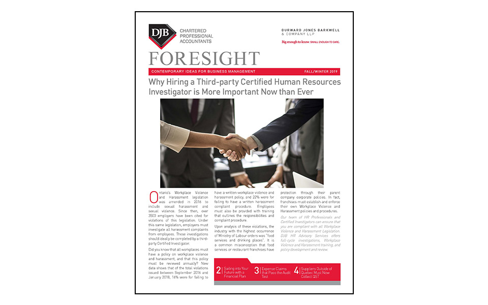 Thumbnail of front of the Foresight newsletter Fall 2019