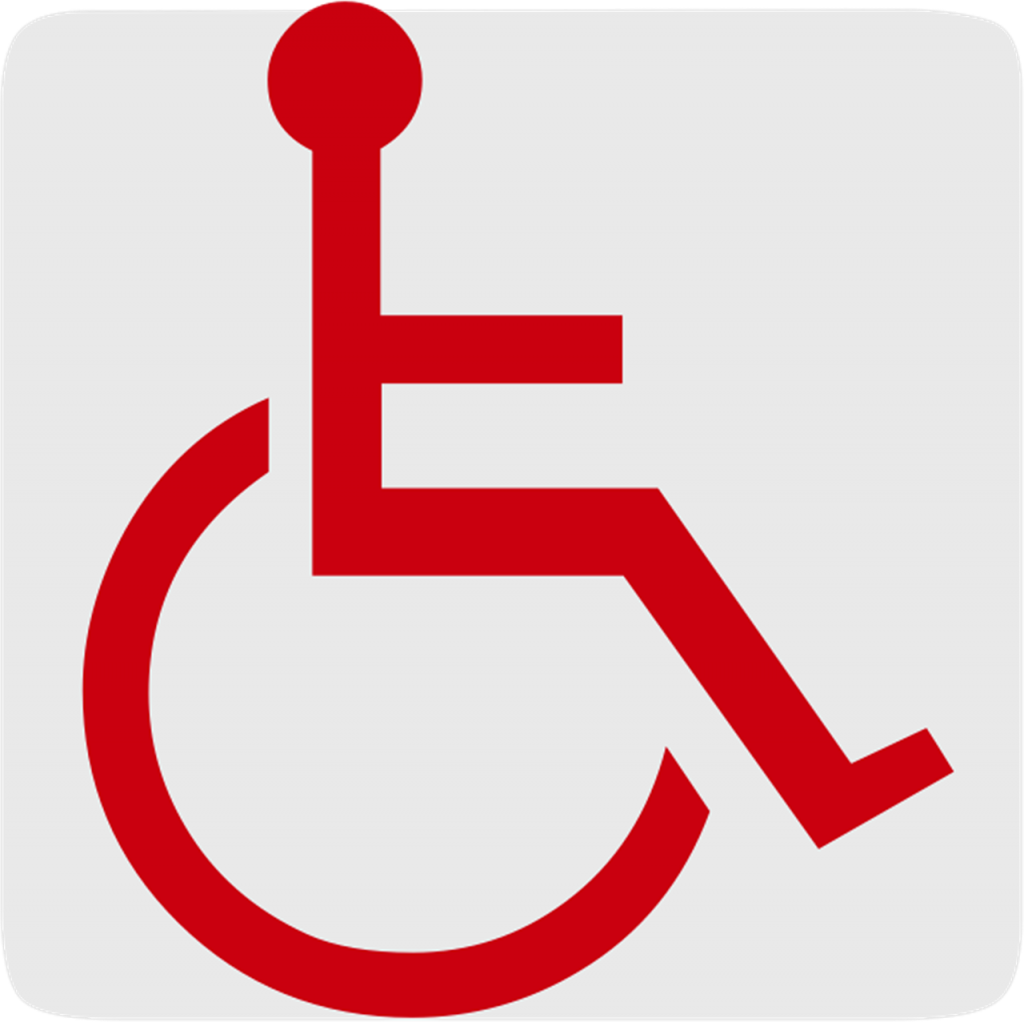 Wheelchair symbol in red