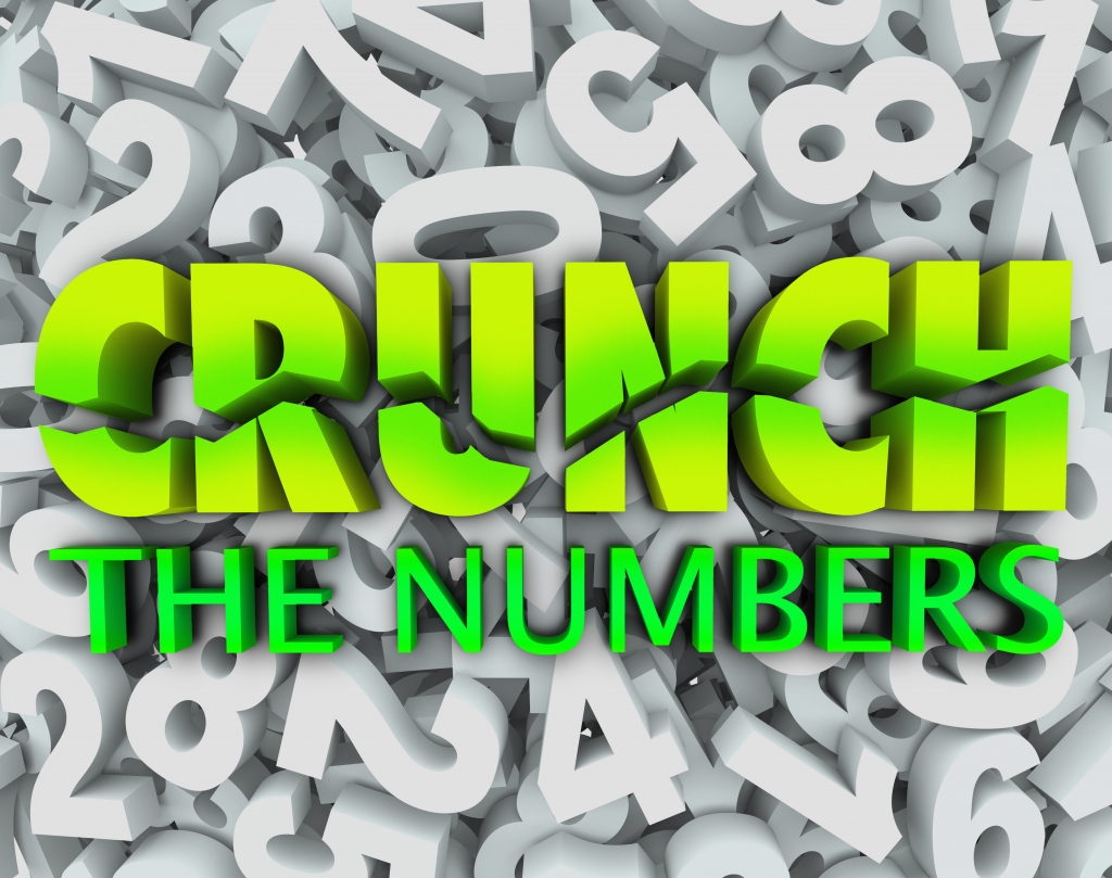 Numbers in background - over top the words in large letters "Crunch the Numbers"