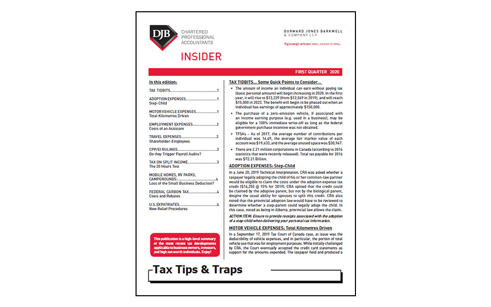 Thumbnail of front of the Tax newsletter Q1 2020