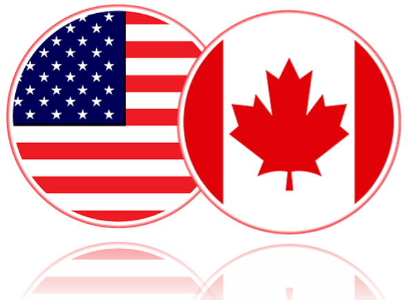 USA and Canada flags side by side