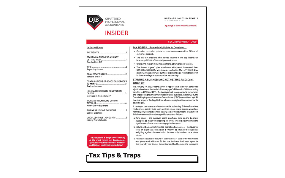 front cover of Tax Tips & Traps newsletter