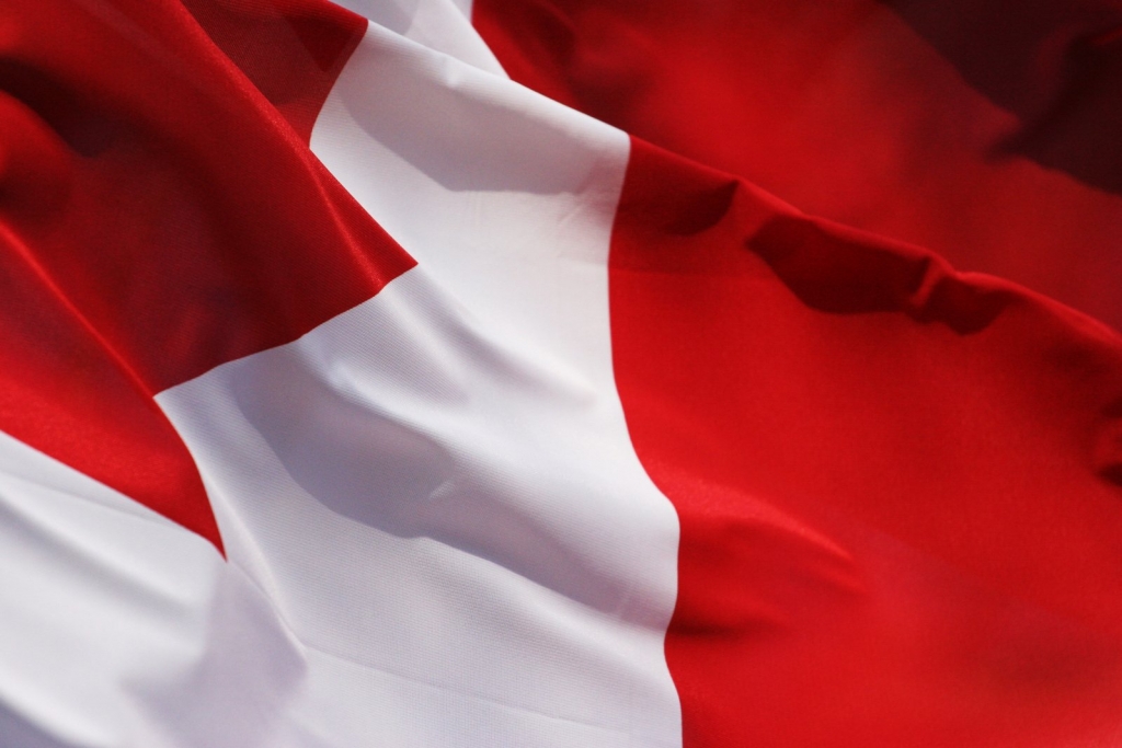 close up of Canadian flag