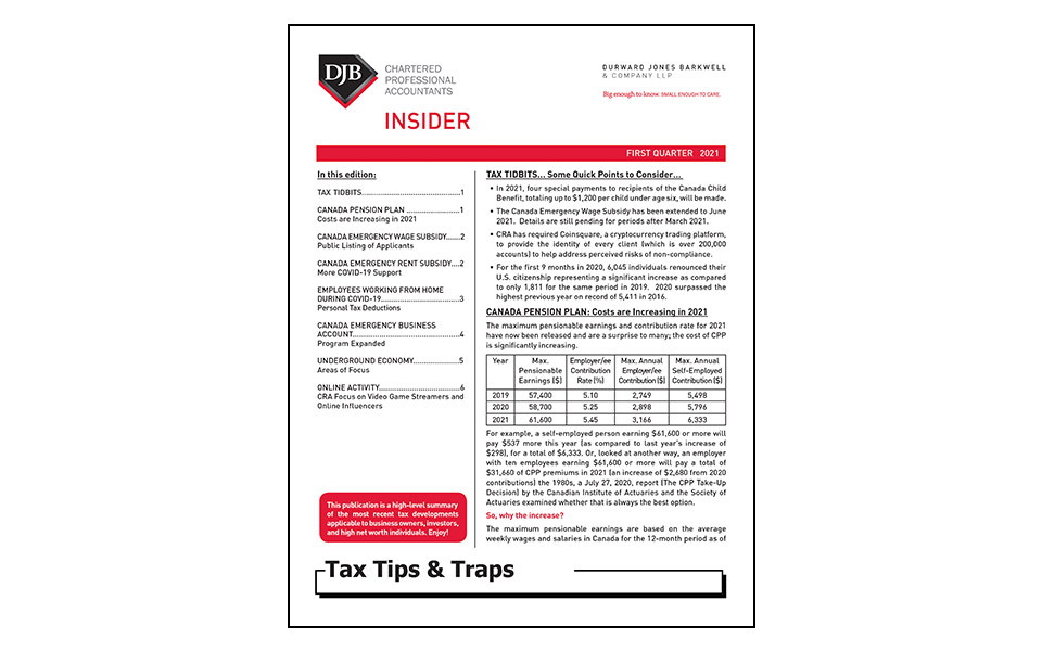 Cover of Tax Tips & Traps Q1 newsletter