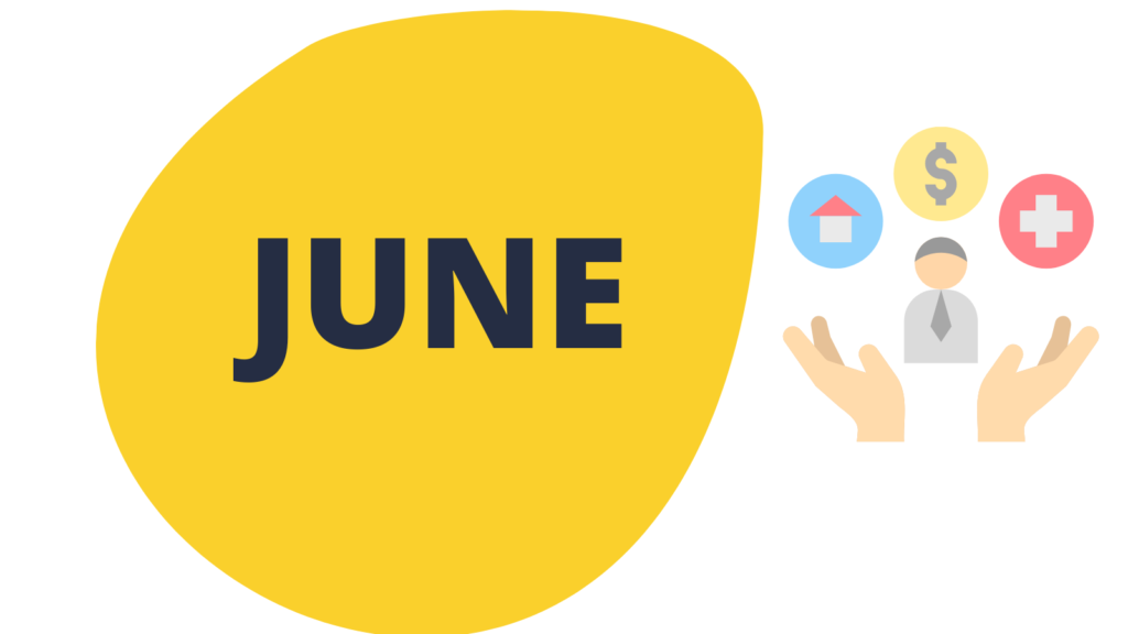 The word June on a yellow ciircle