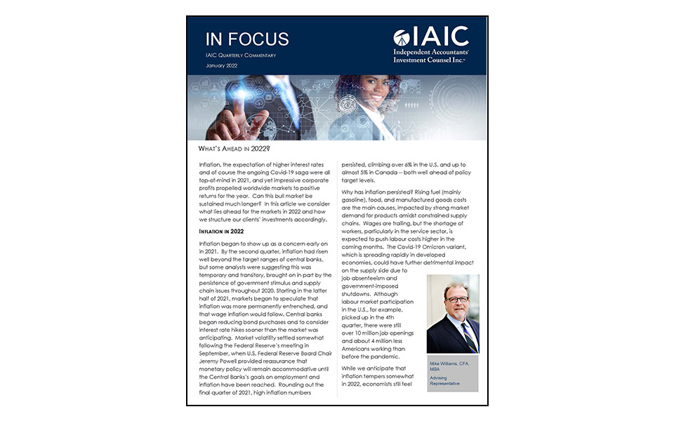 Front cover of IAIC In Focus Quarterly Commentary