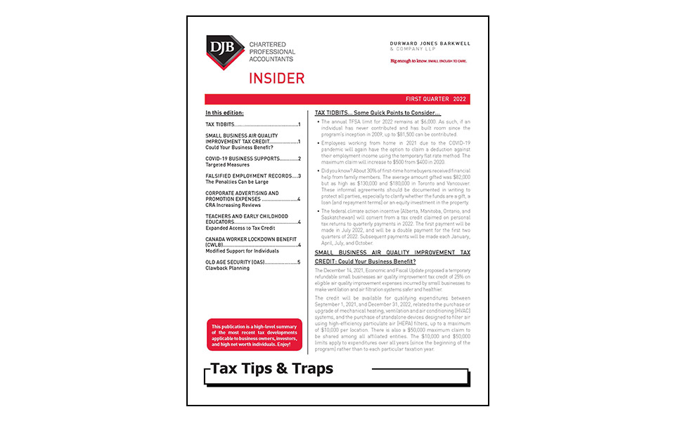Cover of Tax Tips & Traps Q1 2022 newsletter