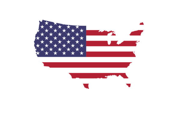USA map with flag (no Alaska or Hawaii)