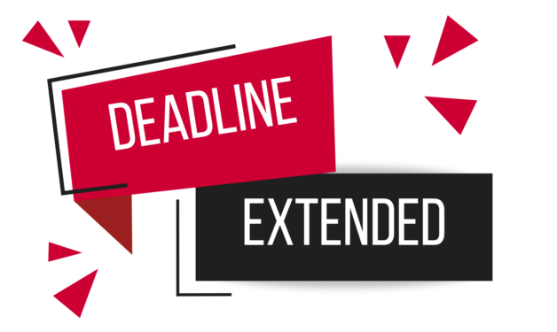 The word Deadline written inside a red box and the word Extended written inside a black box.