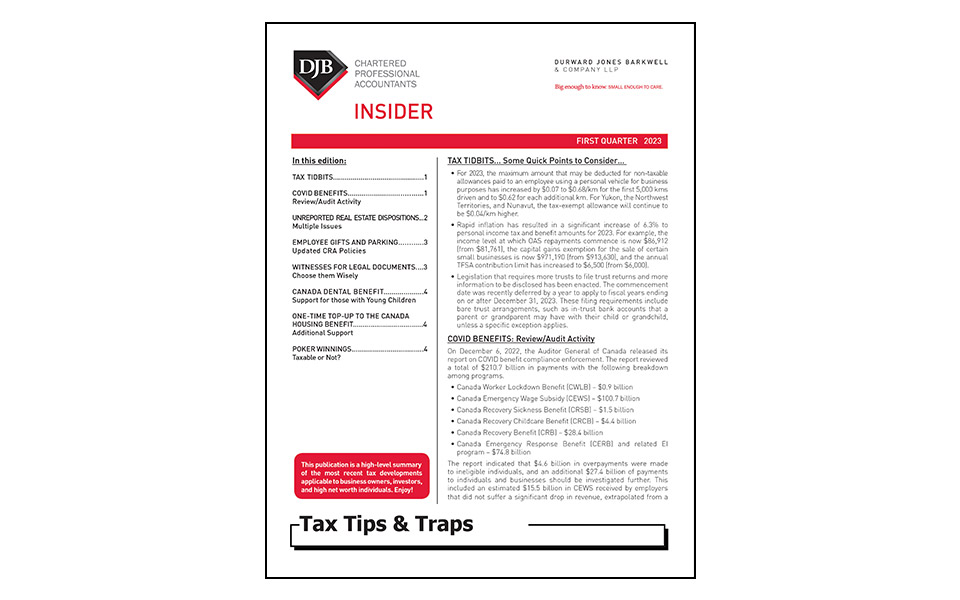 Cover of Tax Tips & Traps Q1 2023