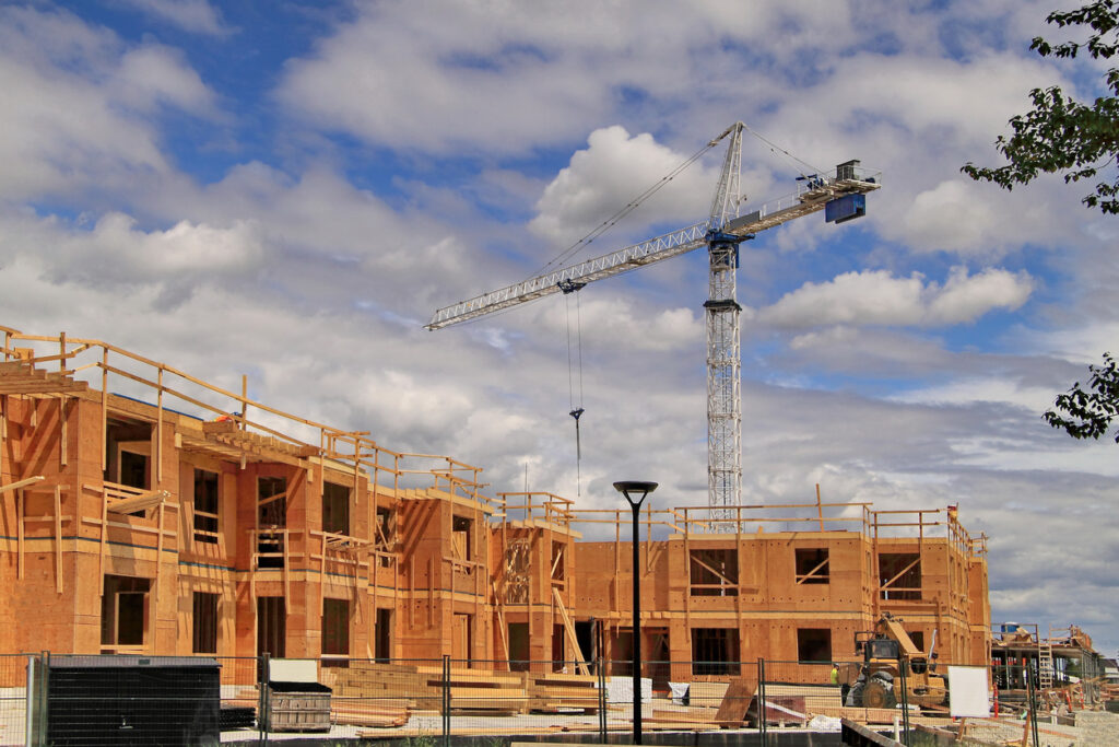 block of townhomes under construction