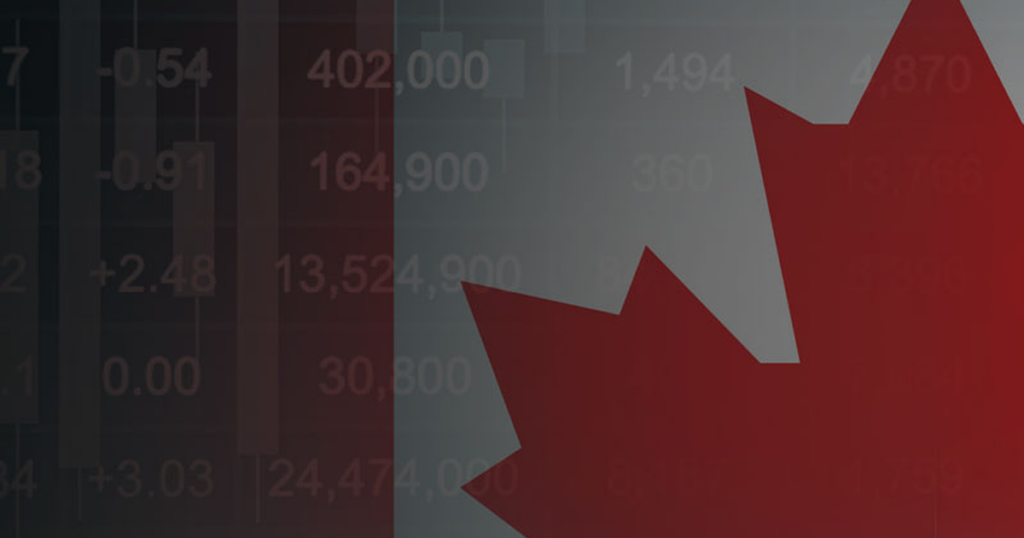 small section of canada flag with statistical numbers overlayed on top