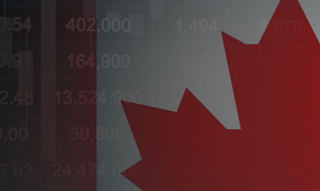 small section of canada flag with statistical numbers overlayed on top