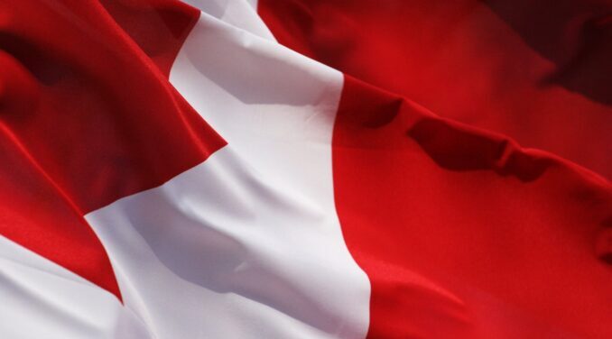 Close up of Canadian Flag