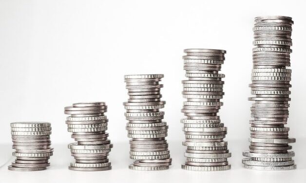 Growing stack of coins