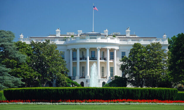 The White House in Washington DC with beautiful blue sky