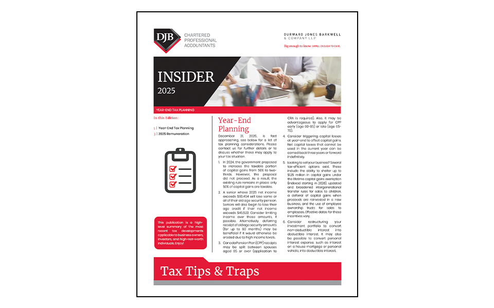 Front cover of Tax Tips & Traps year end planning guide.